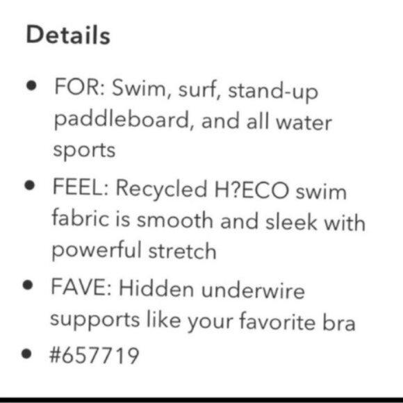 Athleta Bondi Bra Cup Tankini Swim Tank Black UPF 50+ Beach Vacation 32 B/C - Picture 8 of 11